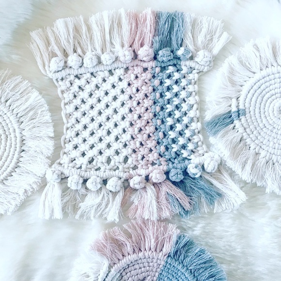 NEW [5pc] @soul_embellish Handwoven Macramé Coasters Furniture Savers Home Decor - Picture 4 of 16